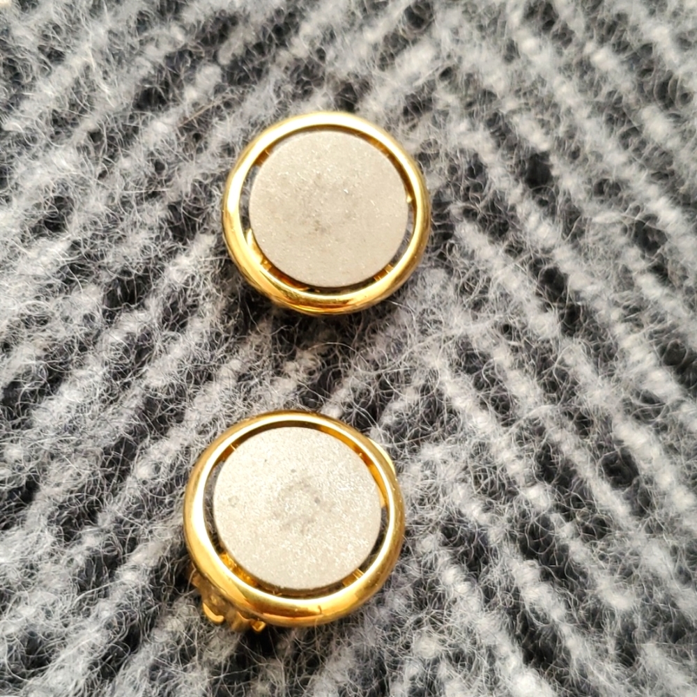 VTG 80s Nina Ricci Gold & Silver Clip-On Earrings